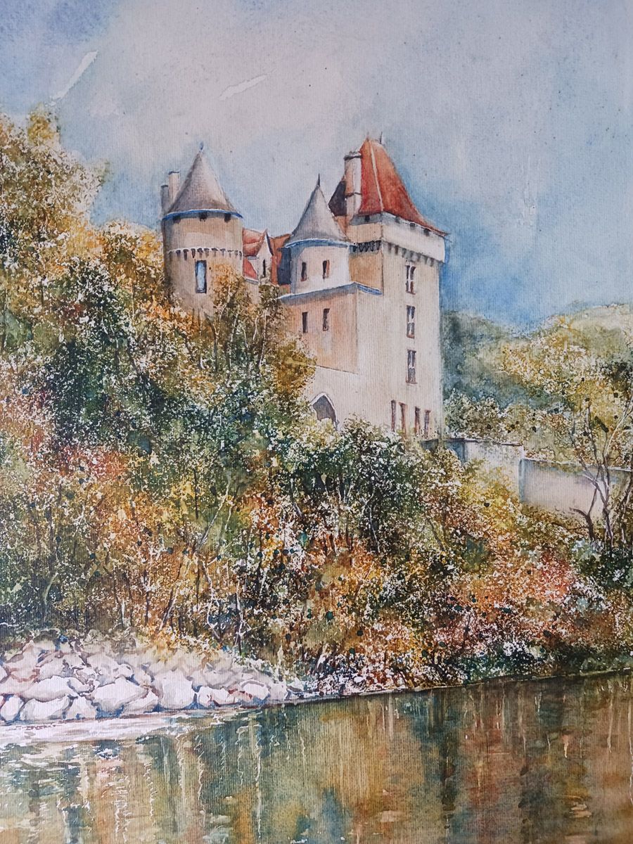 Dordogne-Tal der Schlösser, Perigord, 2026, 50 x 60 cm, Ingrespapier
