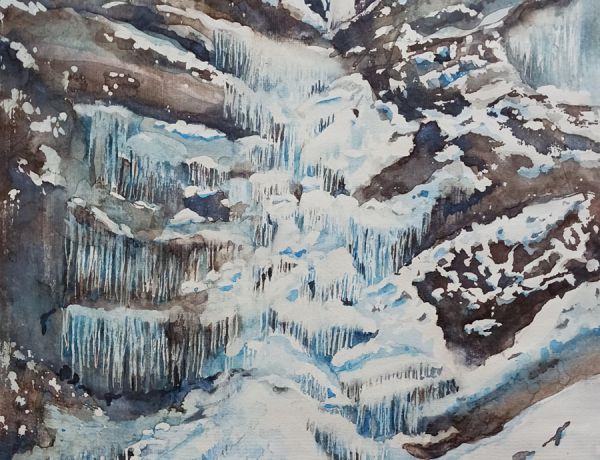 Eisige Zeiten, 2026, 32 x 45 cm, Ingrespapier