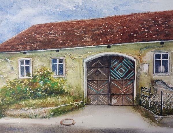 Altes Bauernhaus im Waldviertel, 2025, 45 x 32 cm, Ingrespapier