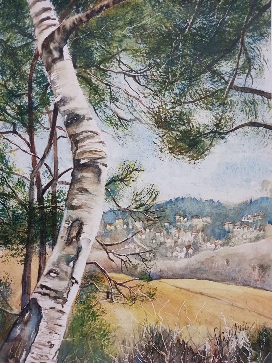 Wienerwald - Blick auf Eichgraben, 2026, 50 x 60 cm, Ingrespapier