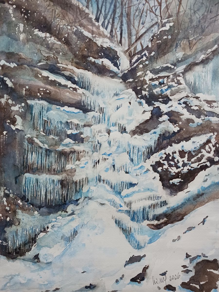 Eisige Zeiten, 2026, 32 x 45 cm, Ingrespapier