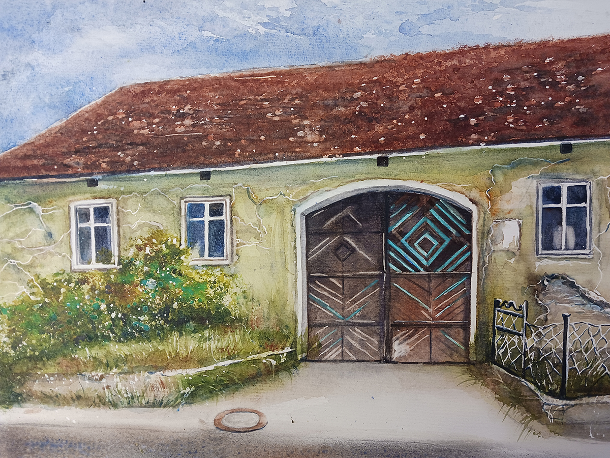 Altes Bauernhaus im Waldviertel, 2025, 45 x 32 cm, Ingrespapier
