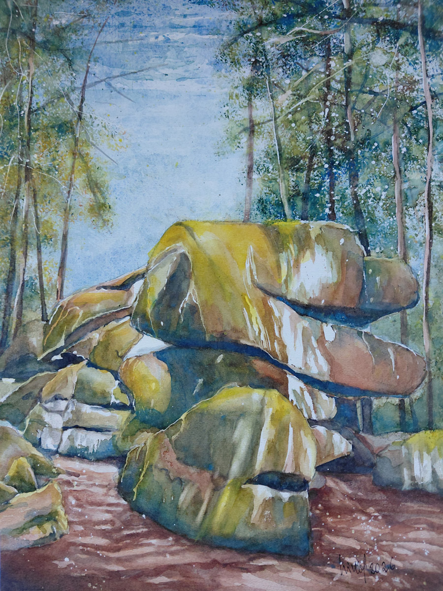 Christoph Stein, Blockheide, NÖ, 2026, 32 x 45 cm, Ingrespapier