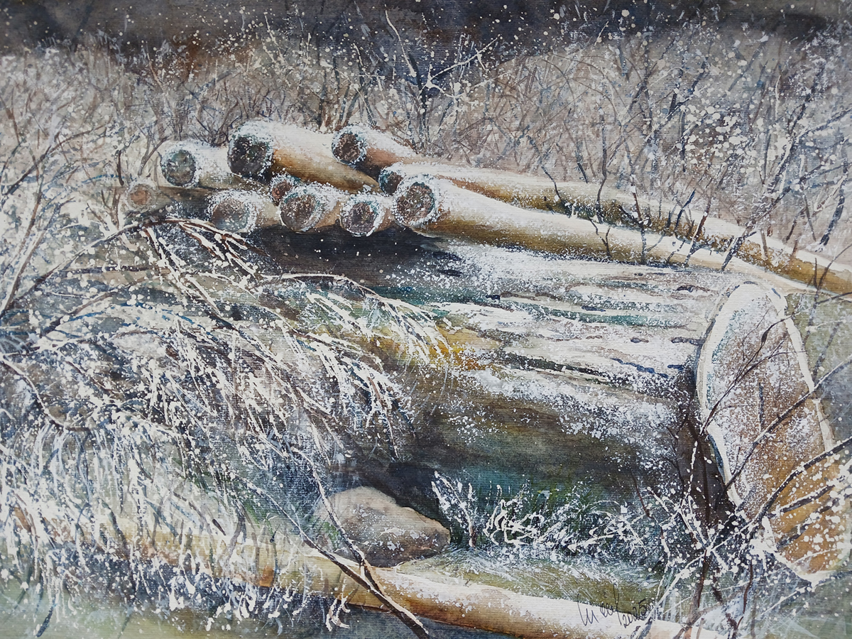 Rauhreif, 2025, 45 x 32 cm, Ingrespapier